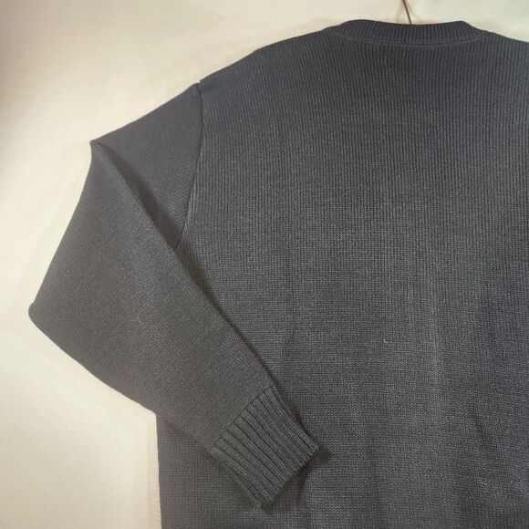 SAI Sweater Mens Sz Large Dk Navy Knit Full Zip Cardigan Grandpa Core A+ School - Picture 8 of 16